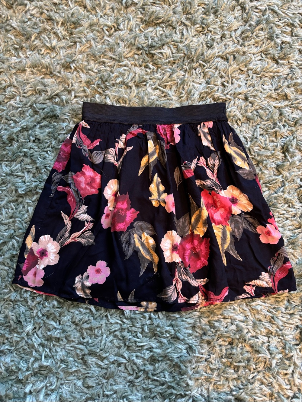 🖤Black Floral Skater Skirt